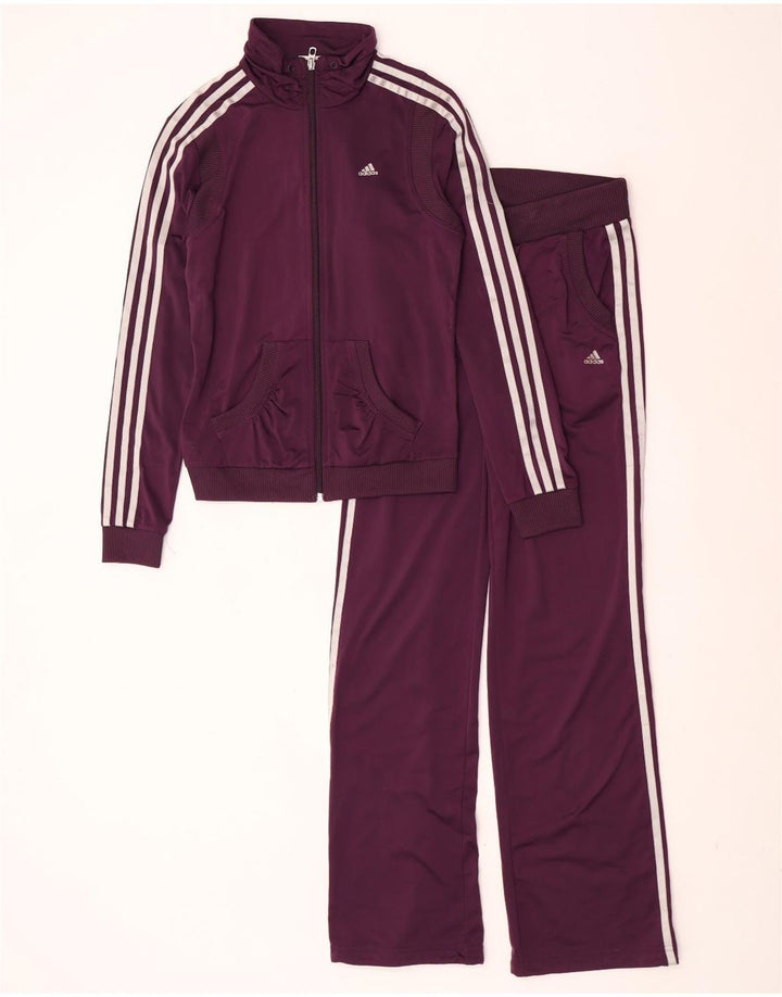Adidas Womens Full Tracksuit UK 12 Médio Roxo Poliéster