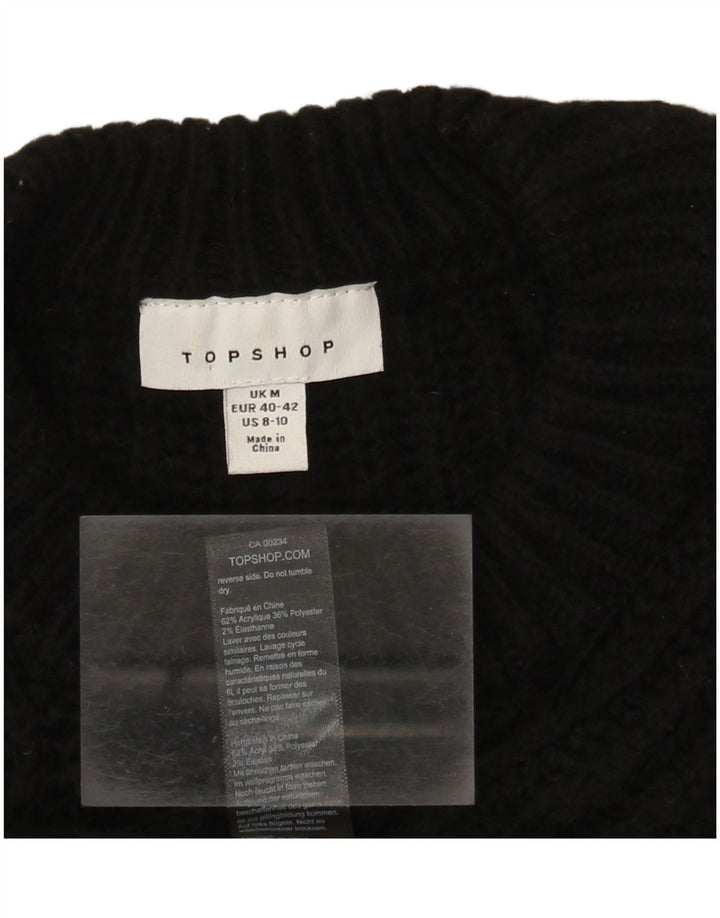 Topshop Suéter feminino cropped superdimensionado com gola redonda Reino Unido 14 médio preto