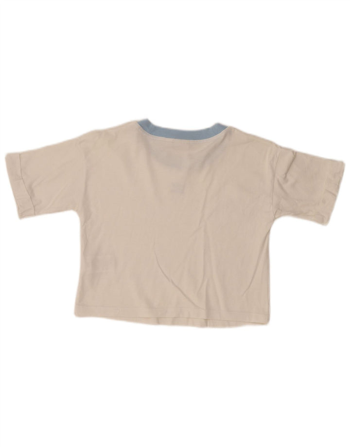 ADIDAS Womens Crop T-Shirt Top UK 10 Pequeno Algodão Branco