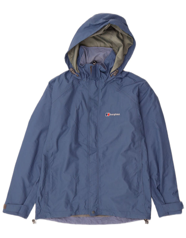 Jaqueta de chuva feminina com capuz BERGHAUS UK 8 pequena azul nylon