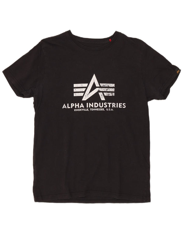ALPHA INDUSTRIES Camiseta feminina gráfica Top UK 10 pequeno algodão preto