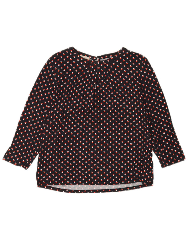 Blusa feminina de manga 3/4 Hobbs UK 14 viscose geométrica preta média