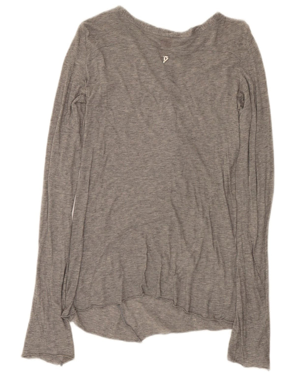 Top feminino Dondup de manga comprida UK 8 pequeno cinza manchado