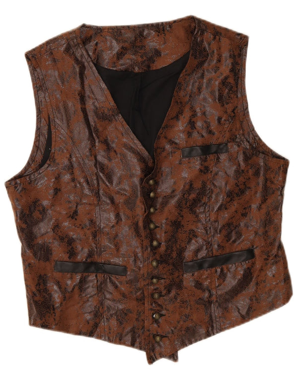 Colete vintage masculino abstrato Padrão poliamida marrom médio