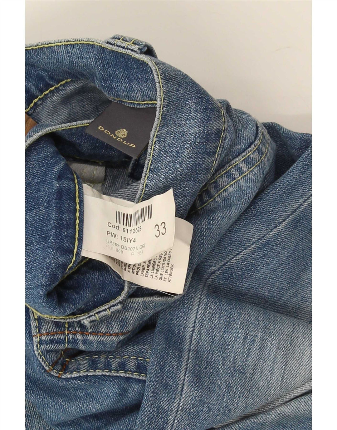 Dondup Jeans masculino desgastado slim W33 L32 algodão azul
