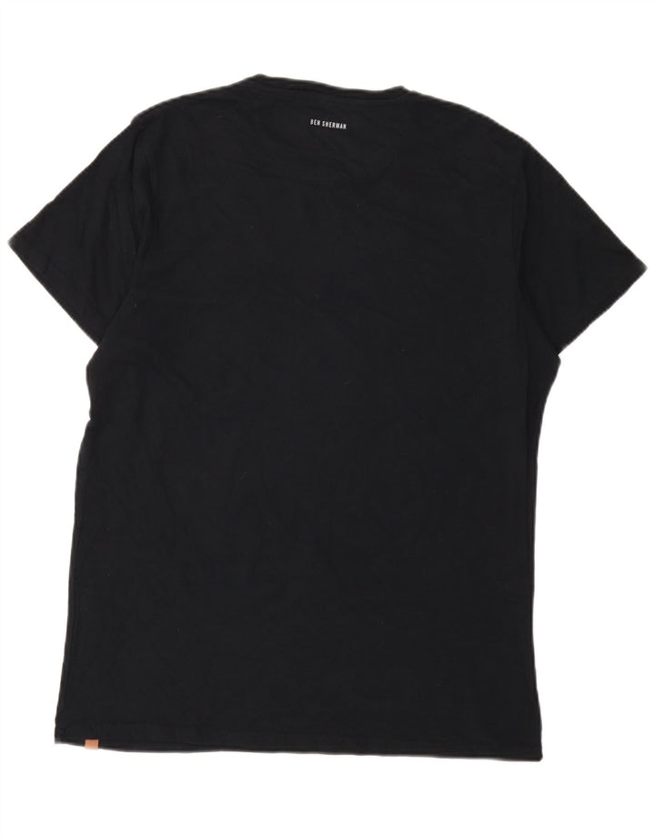 Camiseta masculina Ben Sherman com estampa gráfica grande de algodão preto