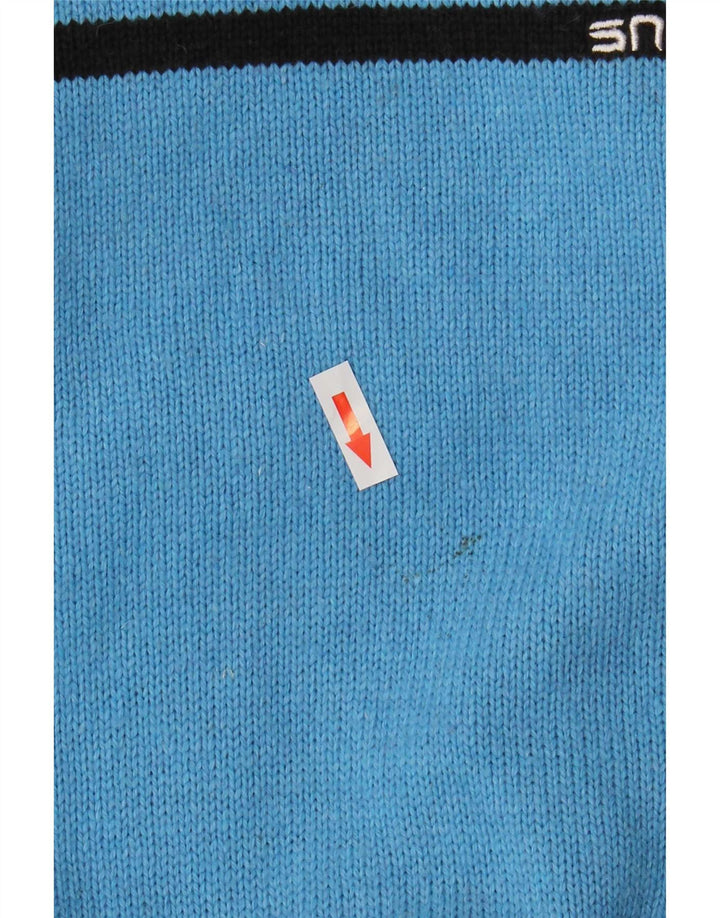 Suéter masculino TCM com zíper e gola em bloco grande azul acrílico
