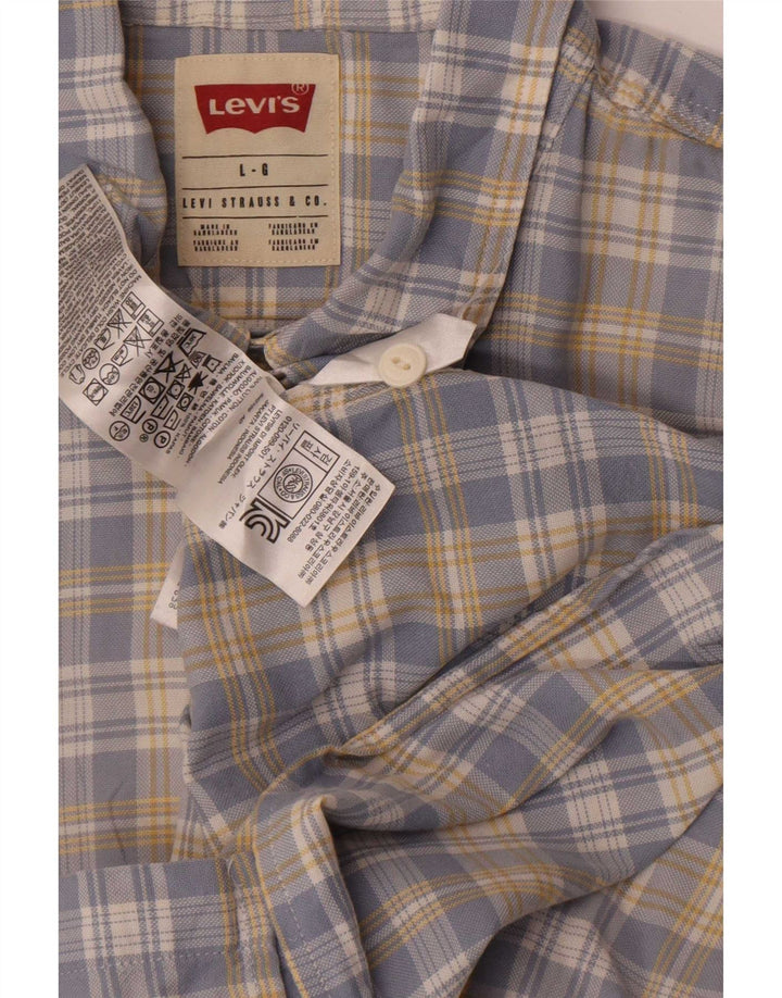 Camisa masculina de manga curta Levi's grande algodão xadrez azul