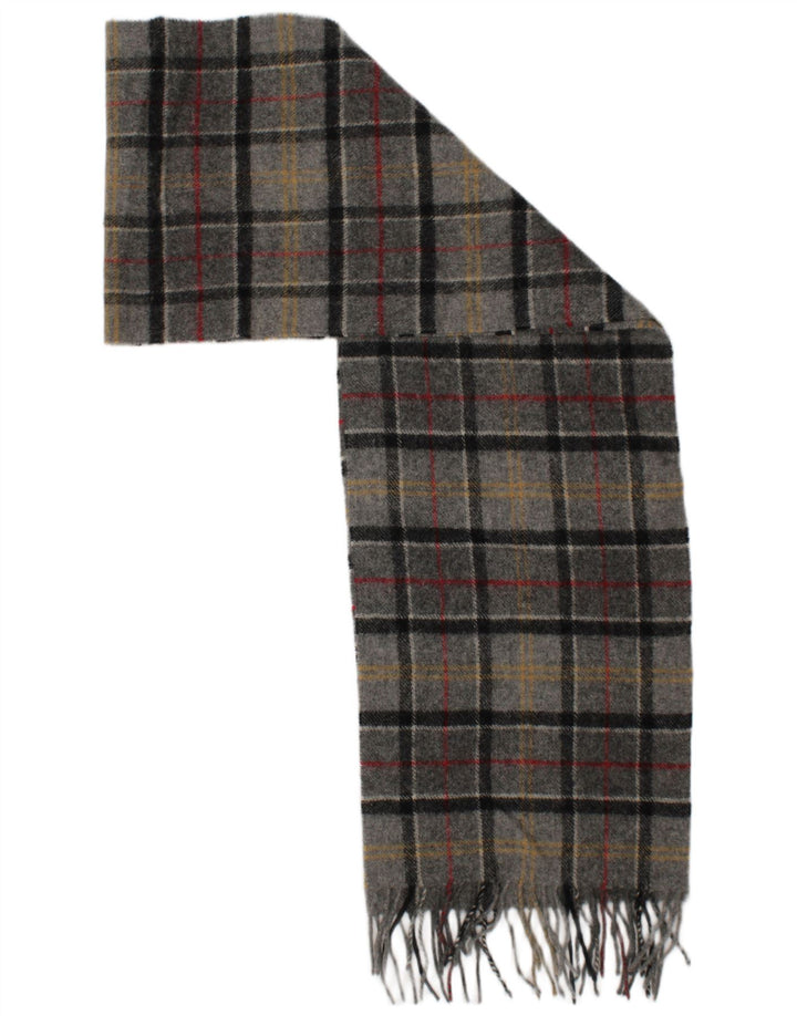 Lenço retangular masculino Barbour tamanho único xadrez cinza lã de cordeiro clássico