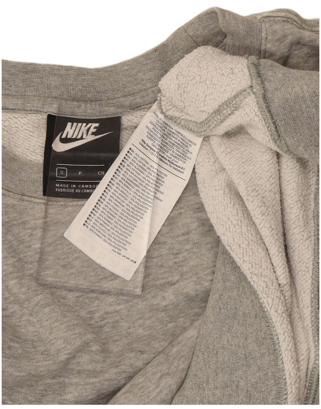 NIKE Mens Moletom Jumper Pequeno Algodão Cinza