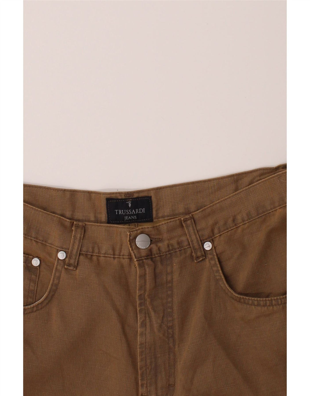 TRUSSARDI Mens Straight Casual Trousers W33 L30 Beige Cotton Vintage Trussardi and Second-Hand Trussardi from Messina Hembry 