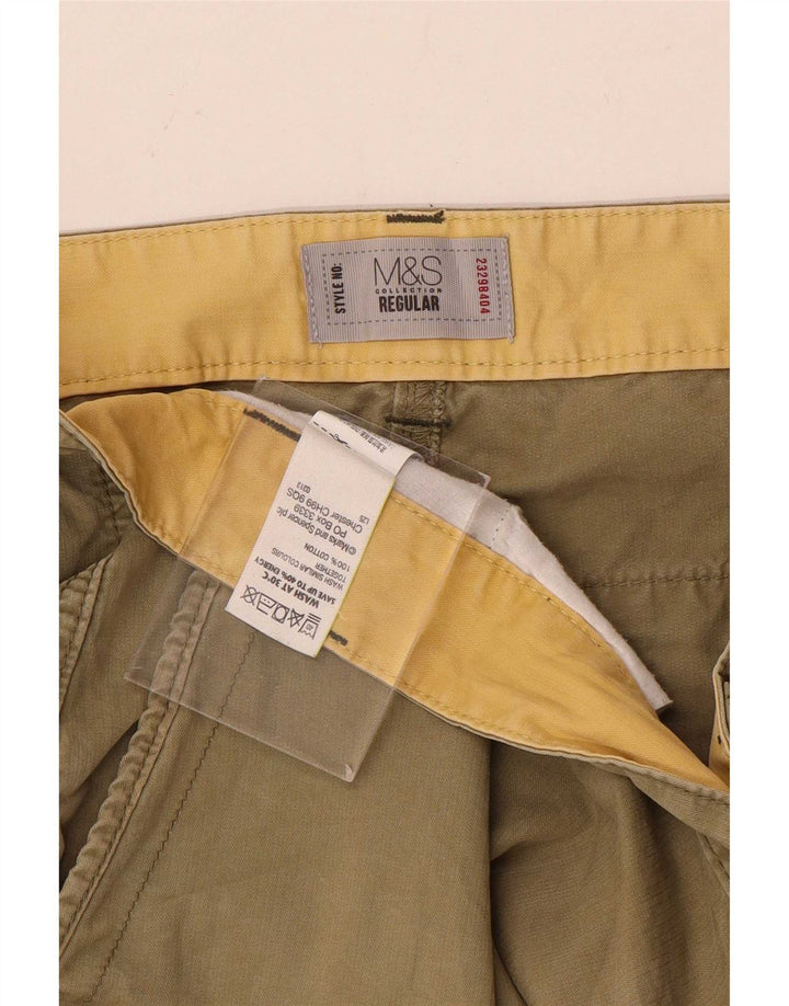 Shorts cargo masculino Marks & Spencer Regular Fit W36 grande algodão cáqui