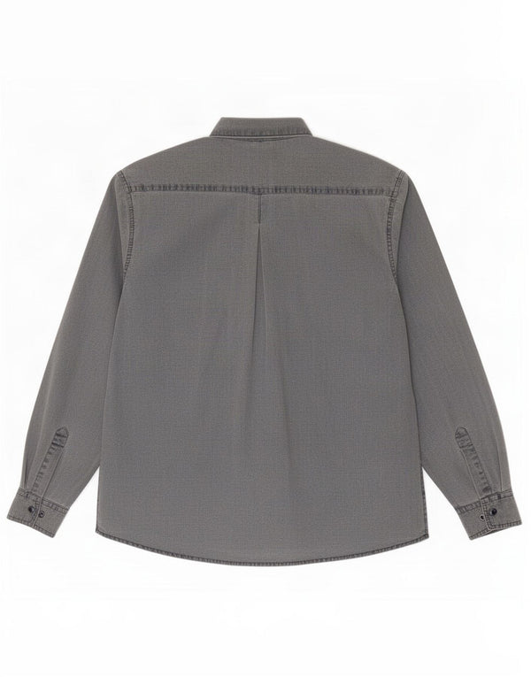 Camisa masculina vintage algodão cinza médio