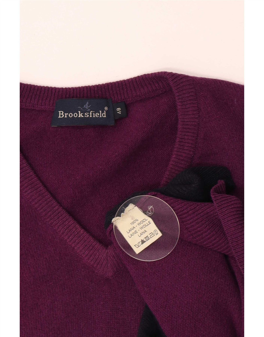 Suéter masculino Brooksfield com decote em V IT 48 Médio Roxo Argyle/Diamante