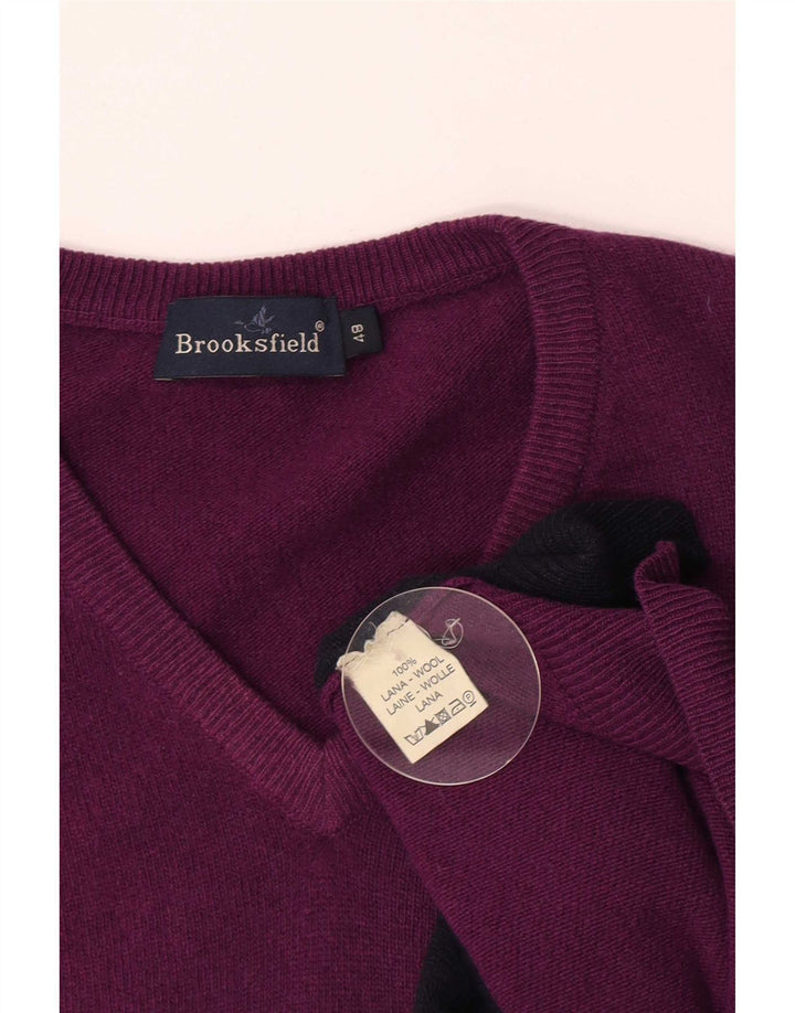 Suéter masculino Brooksfield com decote em V IT 48 Médio Roxo Argyle/Diamante