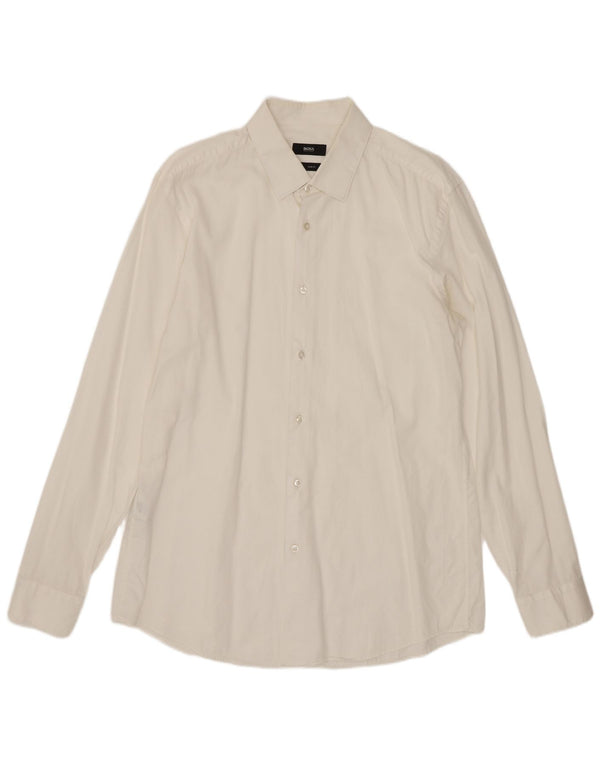Camisa Slim Fit Masculina Hugo Boss Tamanho 42 16 1/2 Grande Algodão Branco