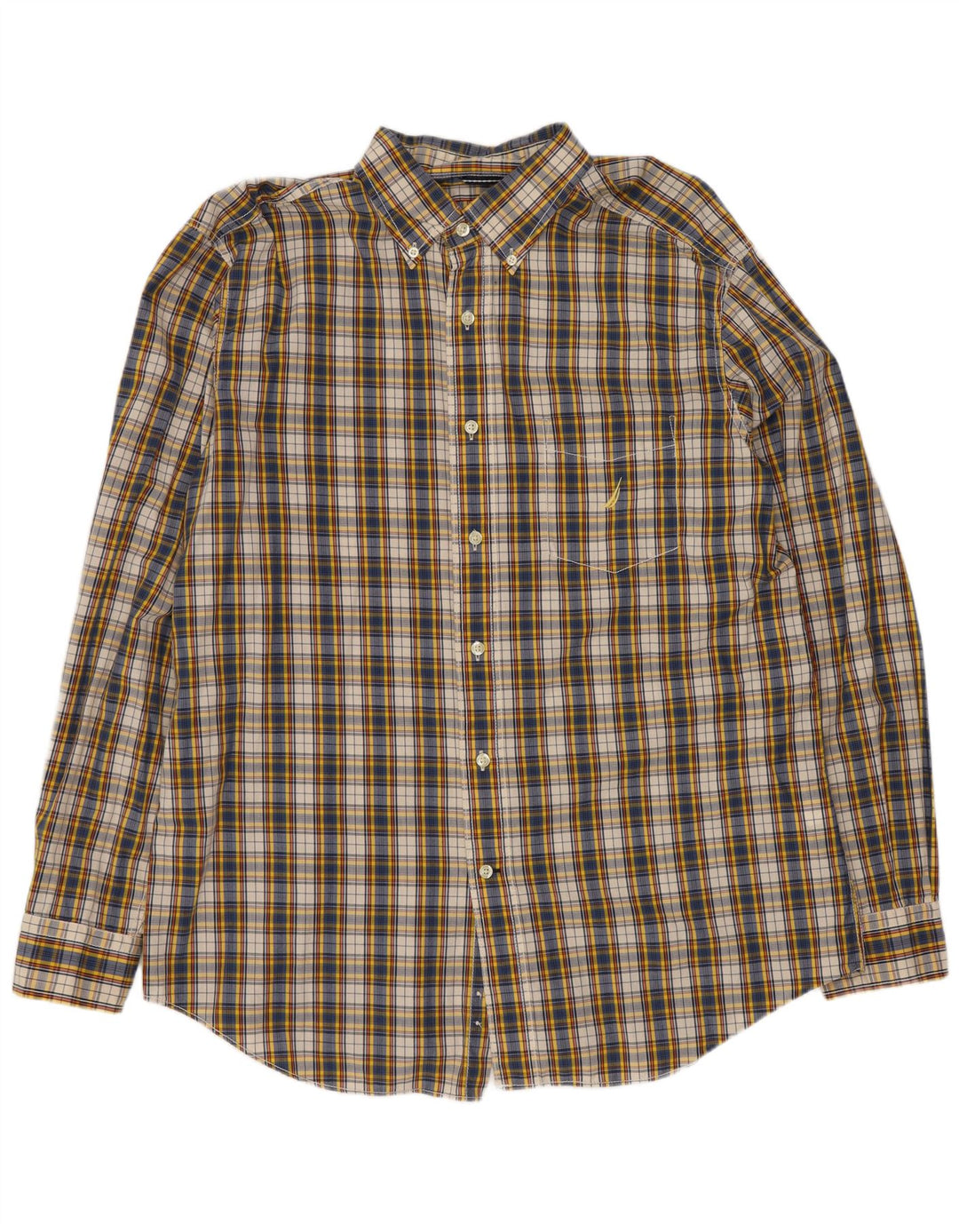 Camisa masculina Nautica grande algodão xadrez multicolorido