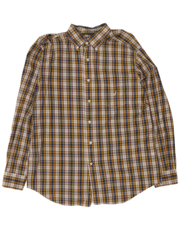 Camisa masculina Nautica grande algodão xadrez multicolorido