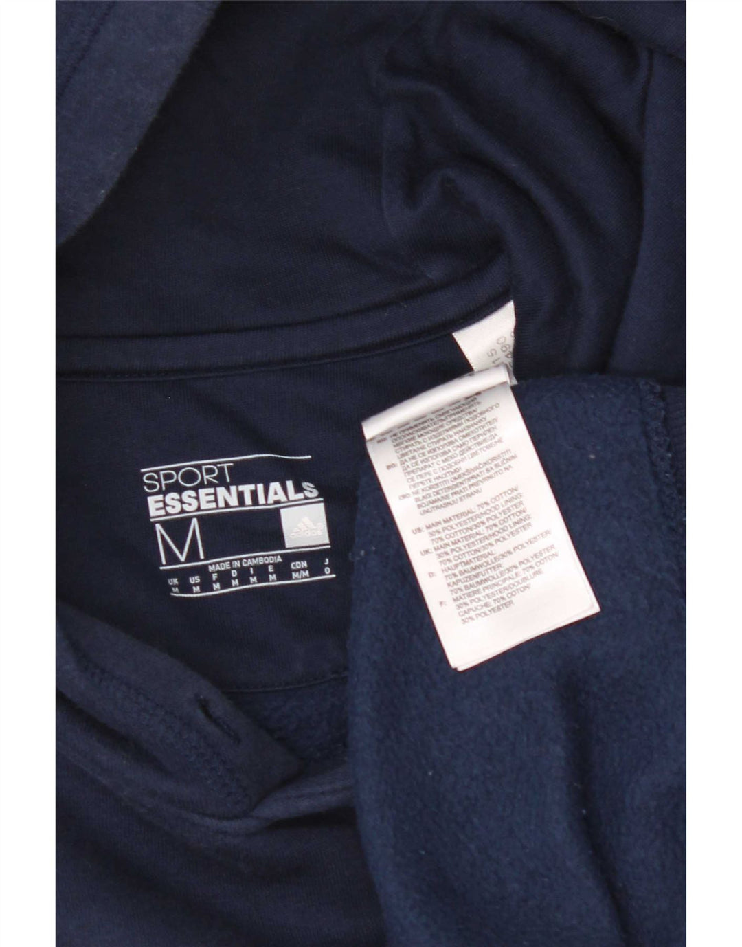 Adidas Mens Hoodie Jumper Médio Azul Marinho Algodão