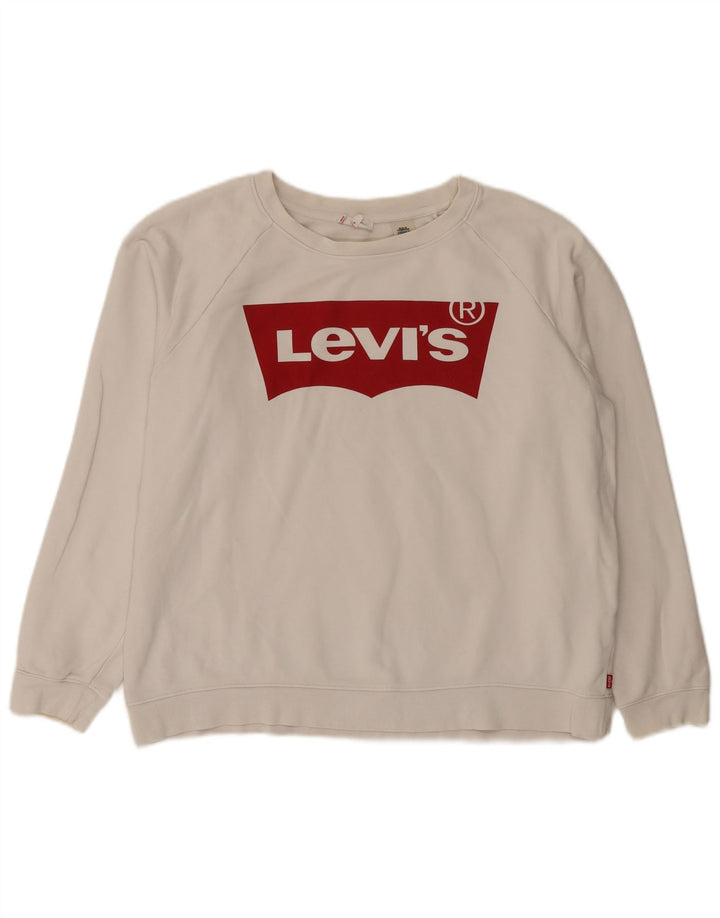 Moletom feminino Levi's com estampa oversized, Reino Unido 16, grande, algodão branco