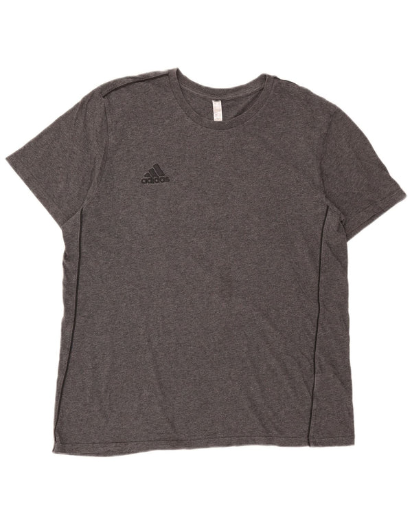 Adidas Mens Camiseta Top Grande Algodão Cinza