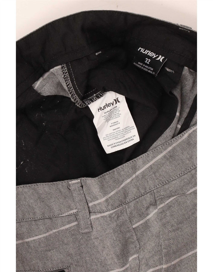 Shorts Chino masculino Hurley W32 algodão listrado cinza médio