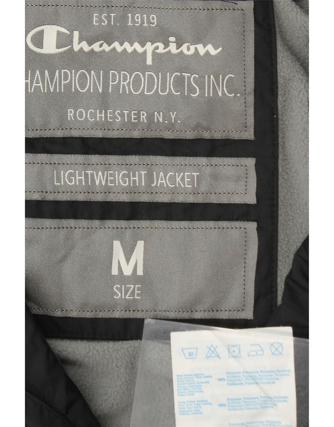 Jaqueta bomber masculina CHAMPION NY Rochester com capuz UK 38 média preta