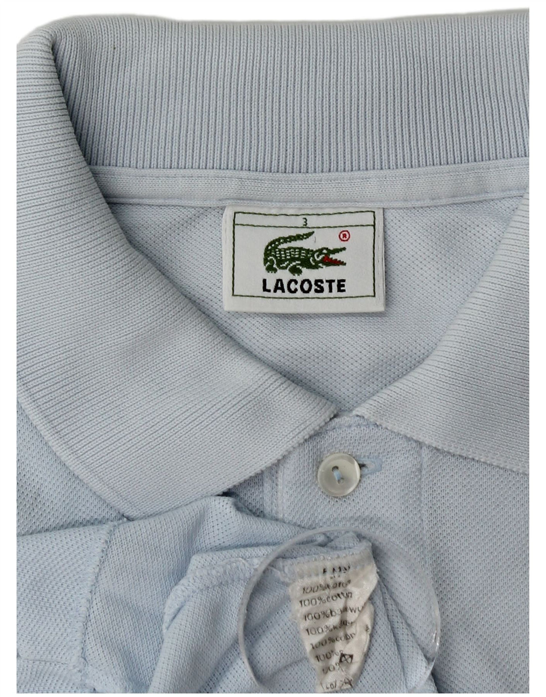 Camisa polo masculina Lacoste tamanho 3 pequeno algodão azul