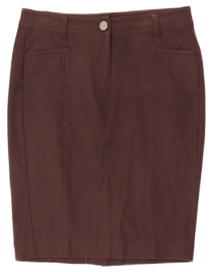 Saia lápis feminina Penny Black W26 pequena marrom