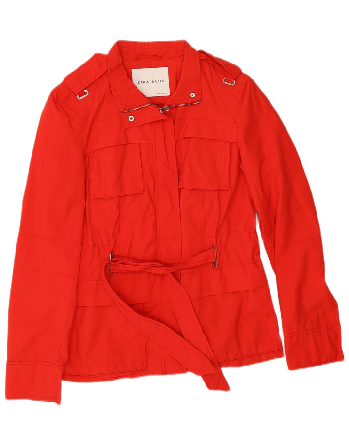 Jaqueta utilitária militar feminina Zara Reino Unido 12 algodão vermelho médio