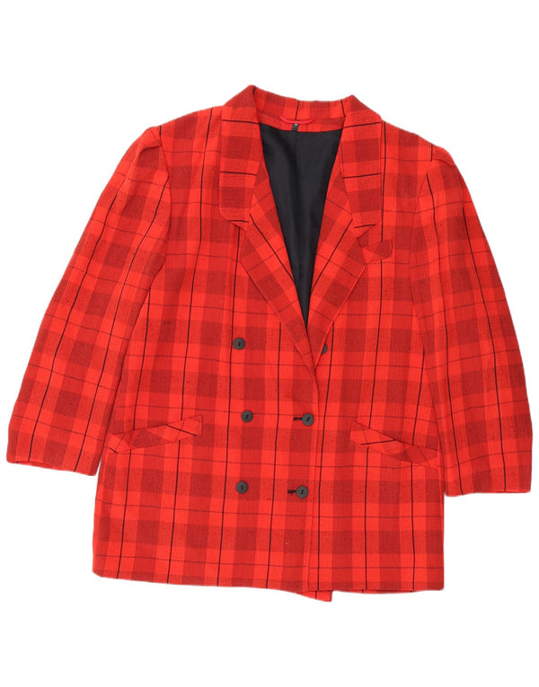 Jaqueta blazer feminina vintage com botões duplos EU 44 XL vermelho xadrez viscose