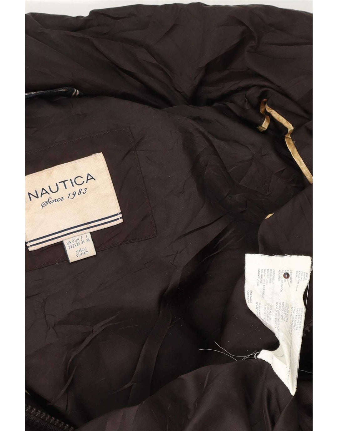 Jaqueta feminina acolchoada com capuz Nautica UK 20 2XL poliéster marrom