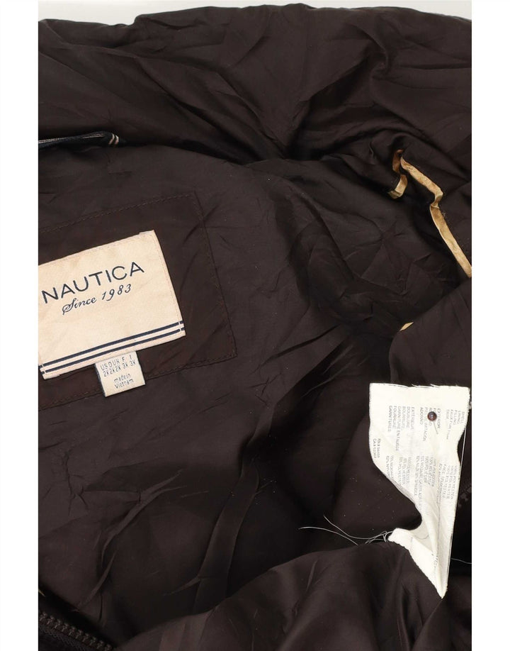 Jaqueta feminina acolchoada com capuz Nautica UK 20 2XL poliéster marrom