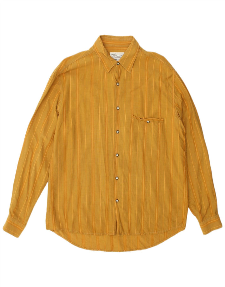 Camisa masculina vintage grande risca de giz amarela