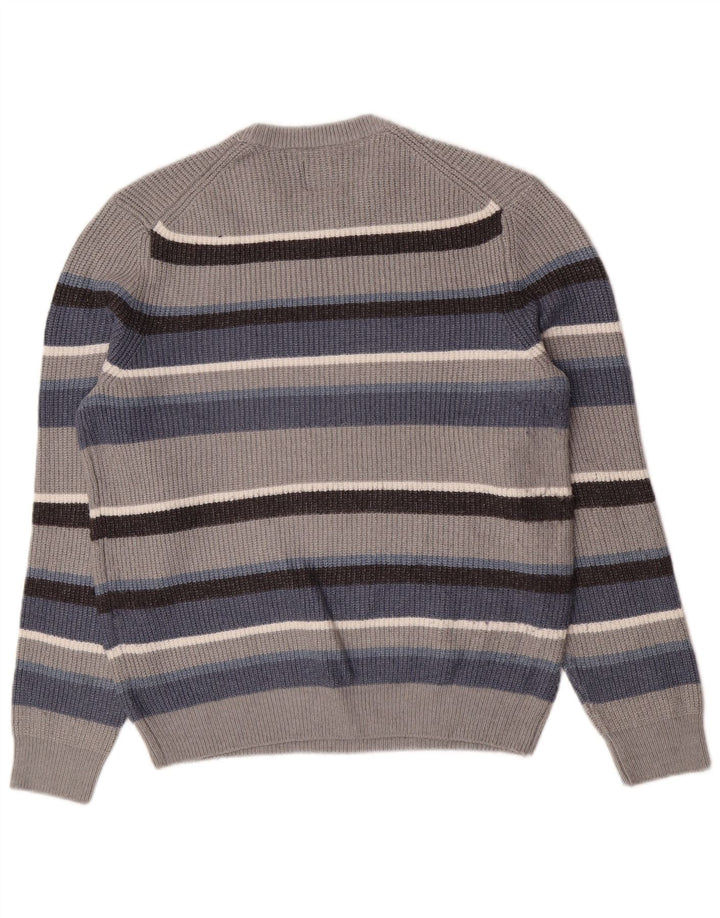 Suéter masculino Marks & Spencer com gola redonda, grande listrado multicolorido