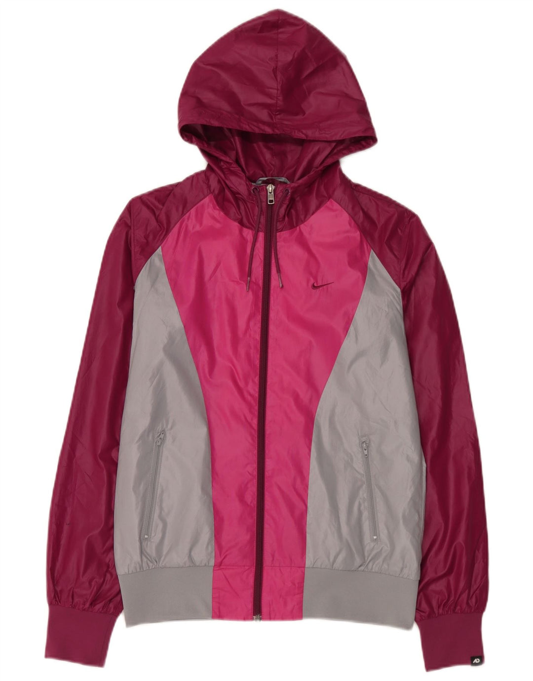 Jaqueta de chuva feminina Nike com capuz UK 14 poliéster colorblock rosa médio