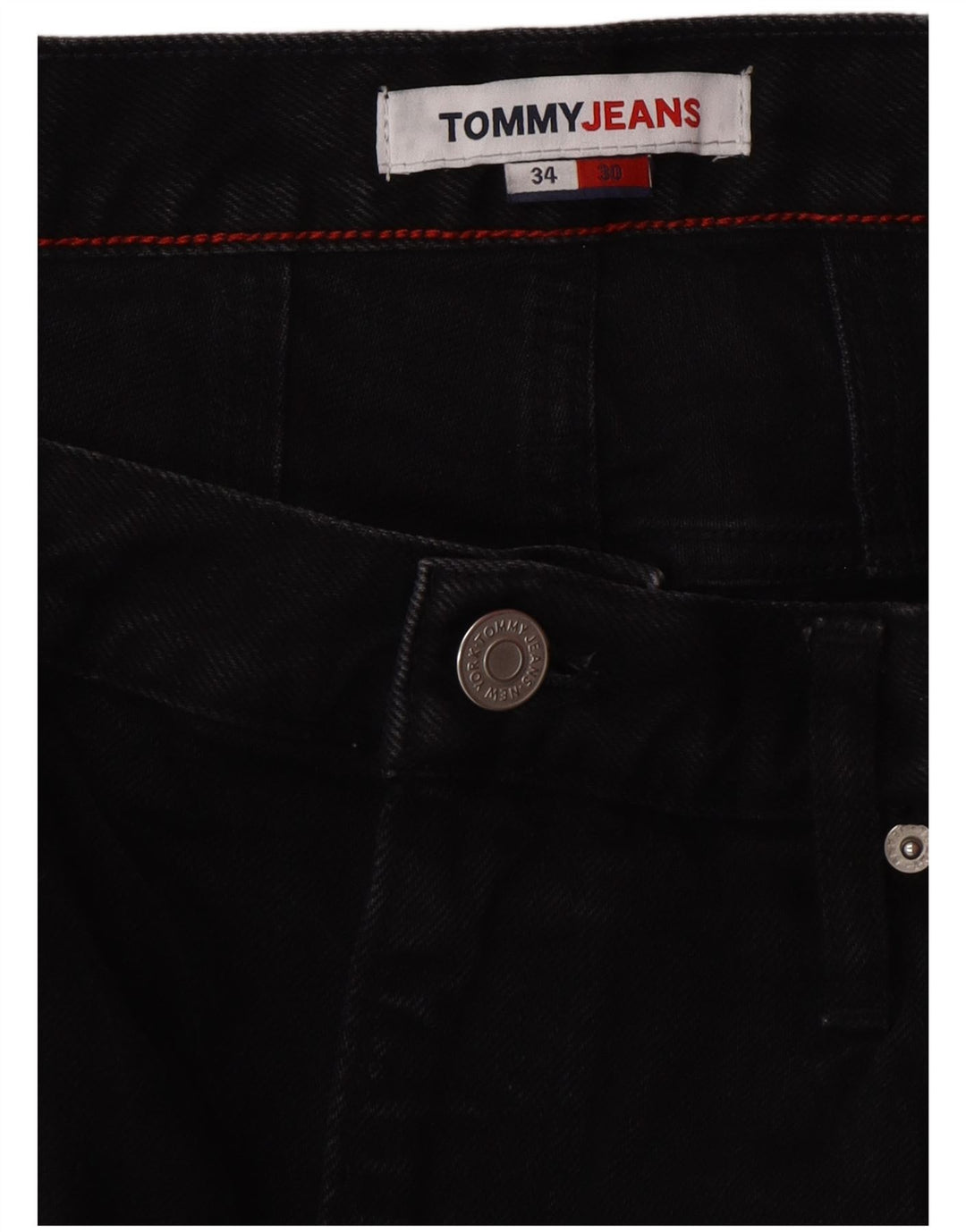 TOMMY HILFIGER Calça jeans masculina cônica W34 L26 algodão preto