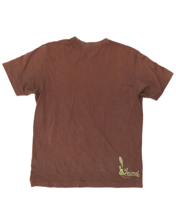 Camiseta Animal Masculina Gráfica Top Grande Algodão Marrom