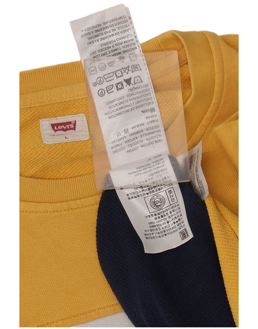 Moletom gráfico masculino Levi's Jumper grande algodão colorblock amarelo