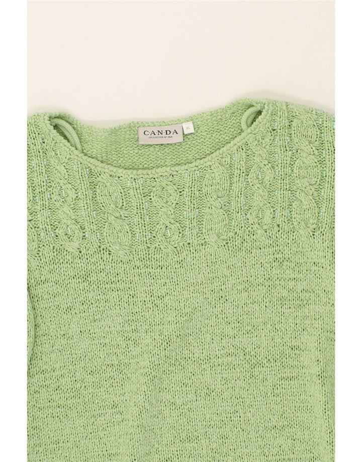 CANDA Womens Boat Neck Jumper Sweater UK 18 XL Green Acrylic Vintage Canda and Second-Hand Canda from Messina Hembry 