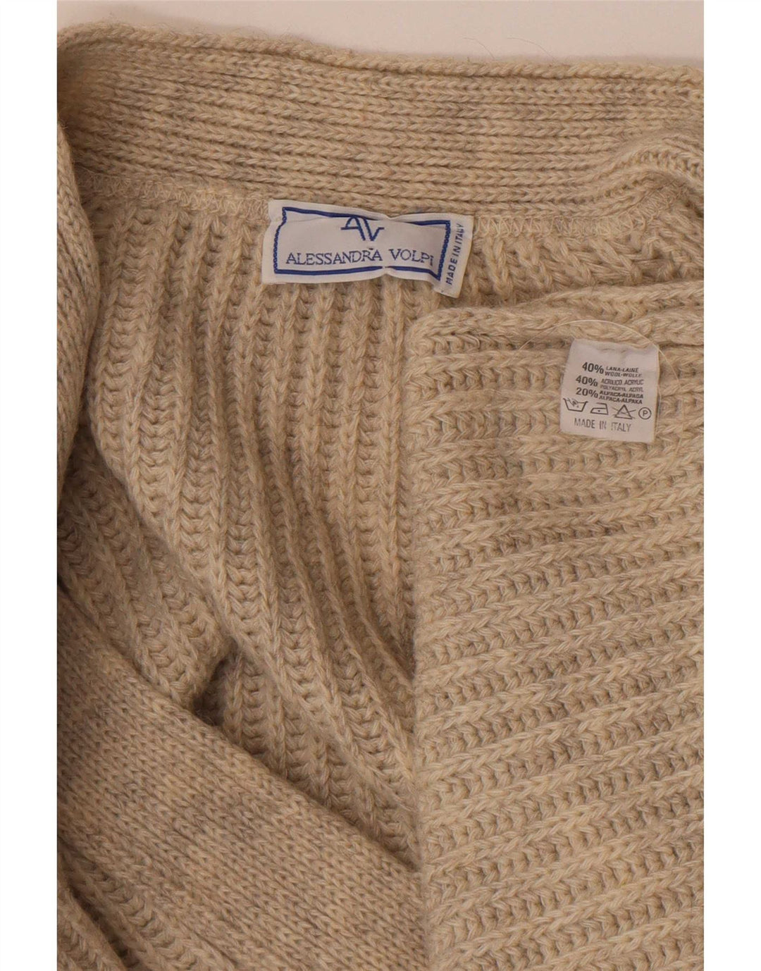 Suéter Cardigan Masculino Vintage XL Lã Bege