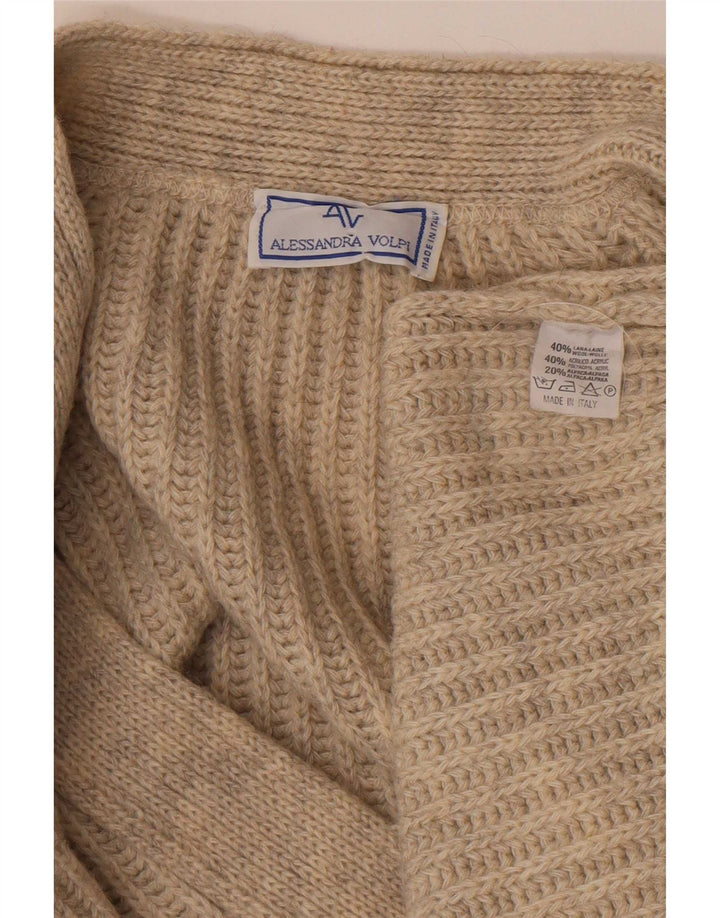 Suéter Cardigan Masculino Vintage XL Lã Bege