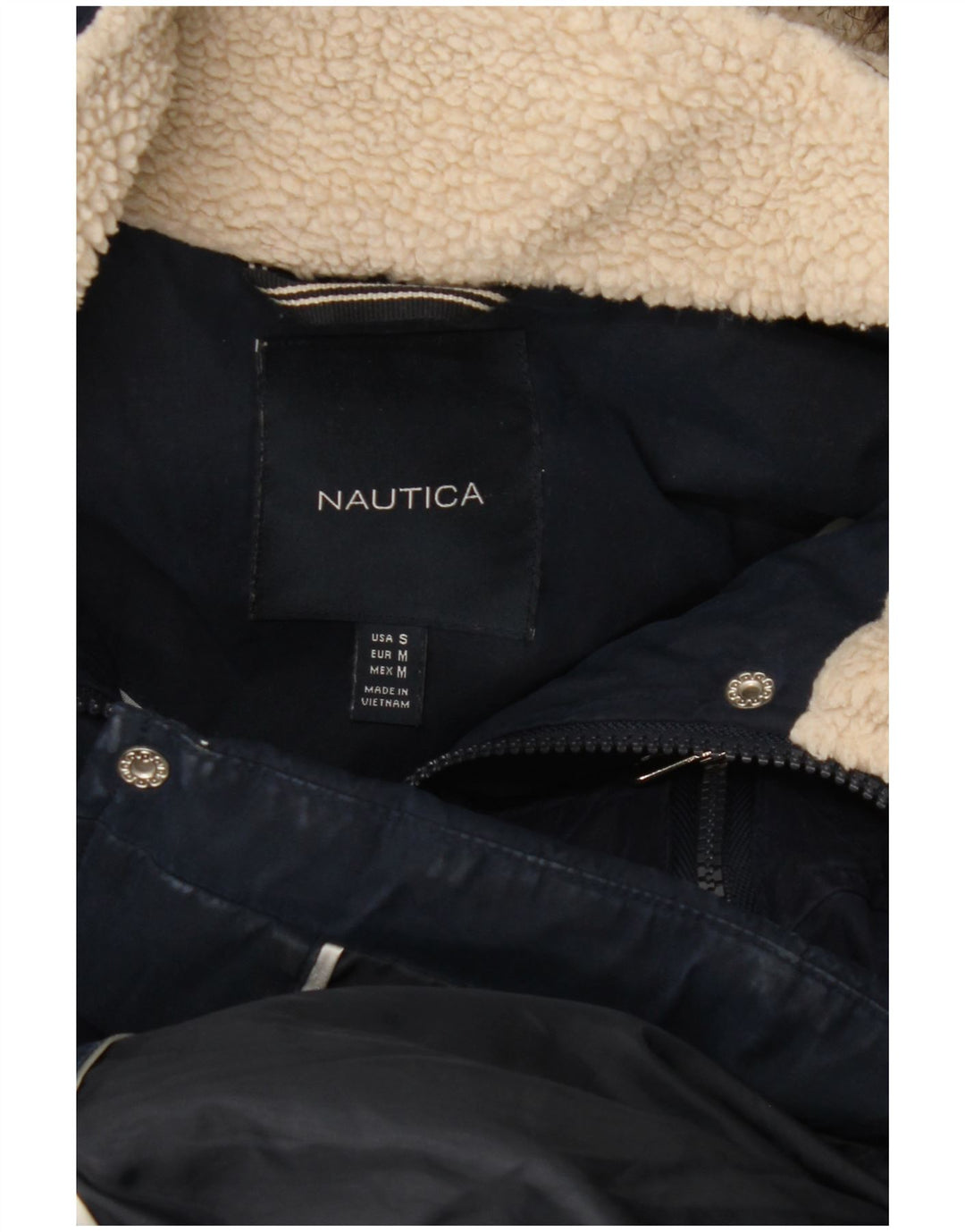 Casaco acolchoado grande com capuz feminino Nautica Reino Unido 10 pequeno azul marinho