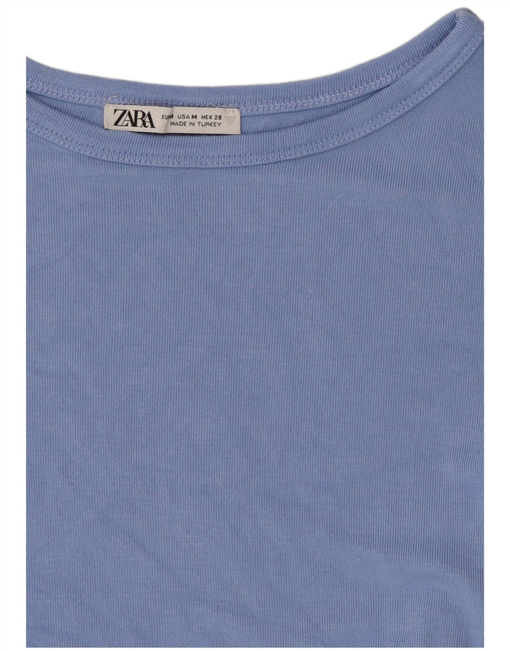 Camiseta Zara Feminina Crop Top UK 12 Azul Médio