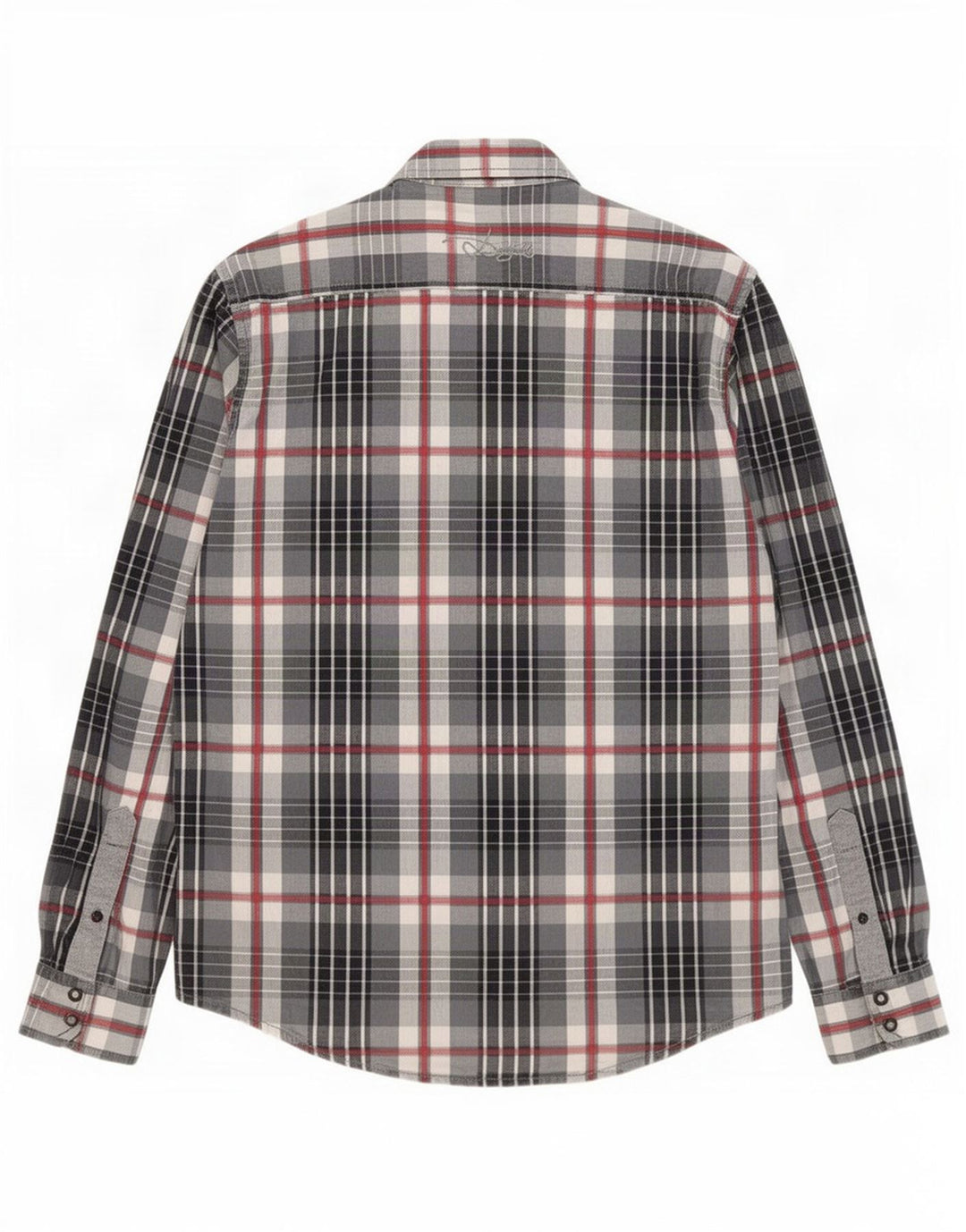 Camisa gráfica masculina Desigual grande algodão xadrez cinza