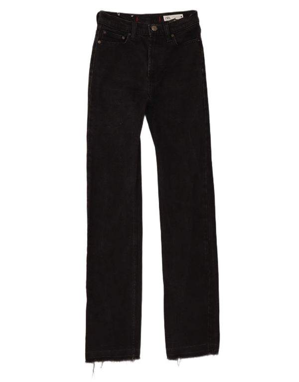Calça jeans reta feminina Zara EU 32 2XS W22 L32 algodão preto