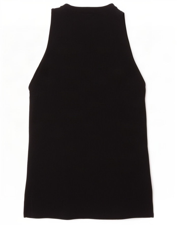 Zara Womens Crop Vest Top UK 8 Pequeno Preto Viscose
