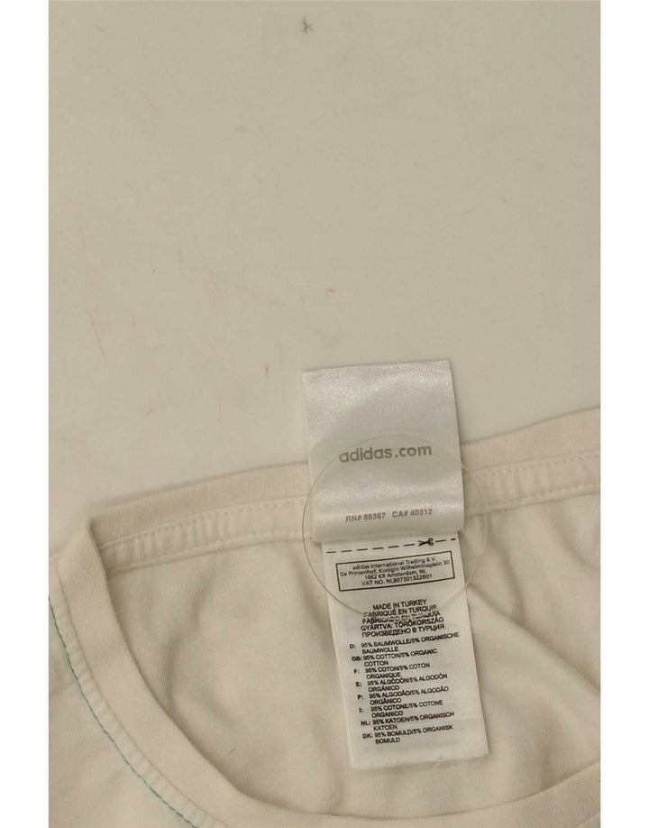 Adidas Mens Graphic T-Shirt Top Médio Branco Geométrico Algodão