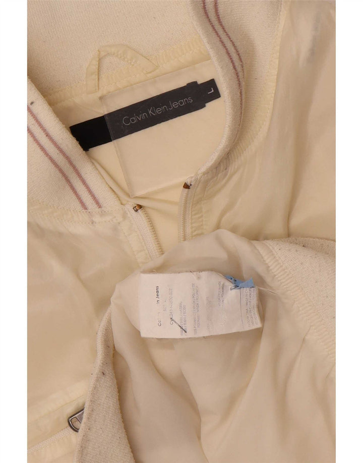 Jaqueta bomber feminina Calvin Klein Jeans UK 16 grande off white poliamida
