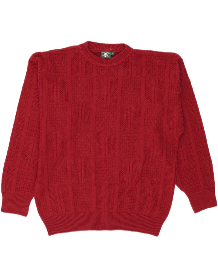 CASUALLAND Mens Crew Neck Jumper Sweater XL Burgundy Acrylic Vintage Casualland and Second-Hand Casualland from Messina Hembry 